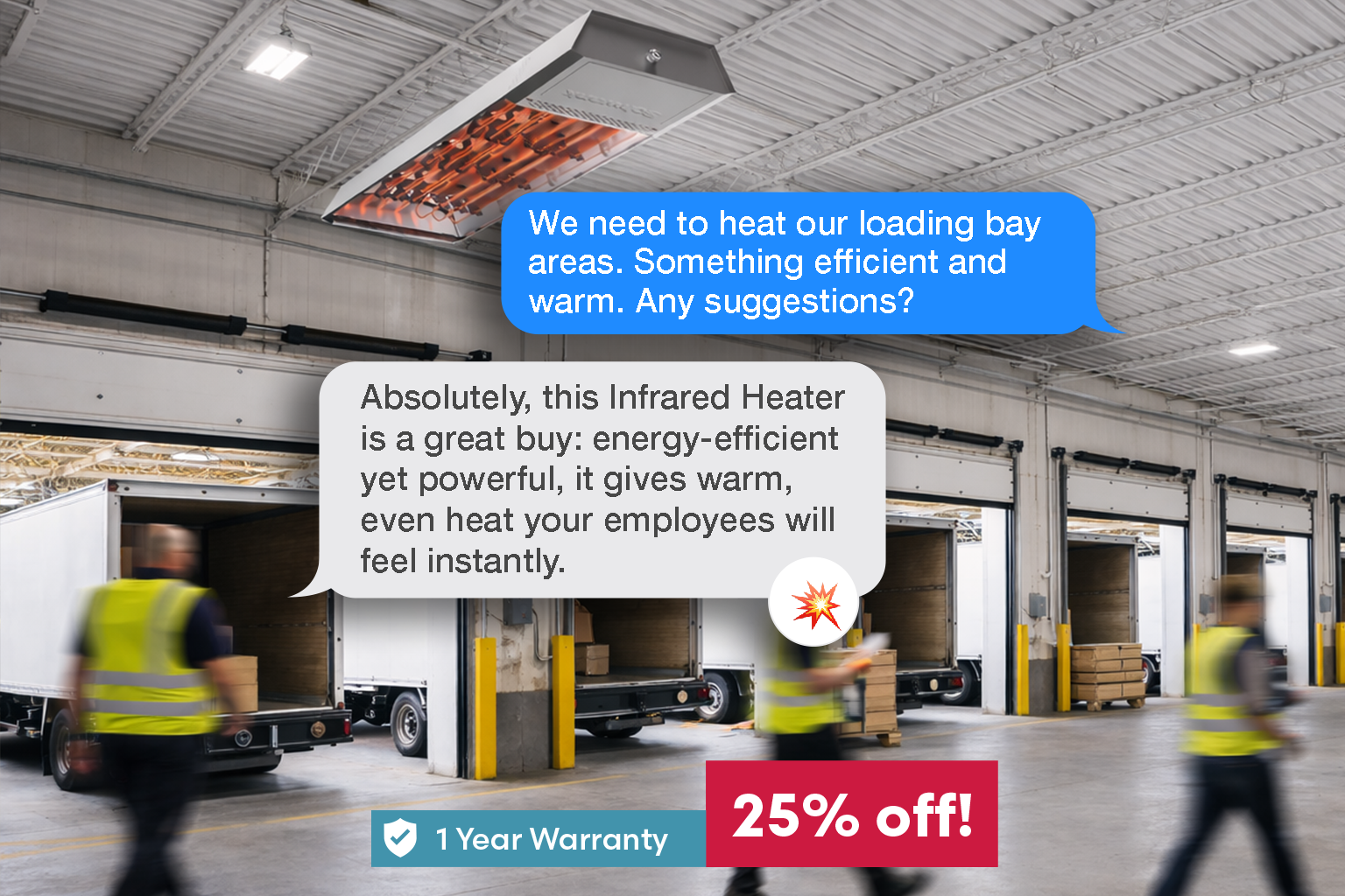 9kW Electric Infrared Radiant Heater for Industrial Spaces